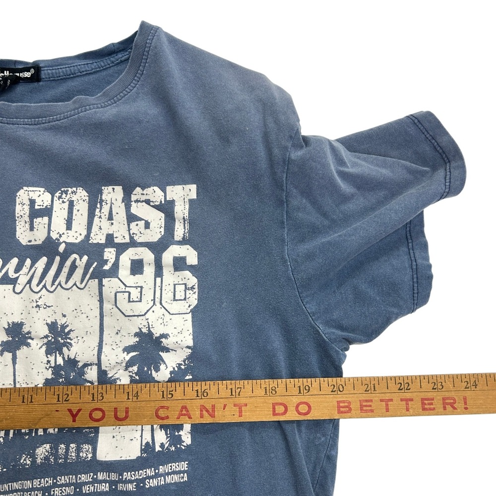 West Coast California Graphic Tee XL Blue Palm Tree Y2K Coastal Beach Shirt - Picture 5 of 6